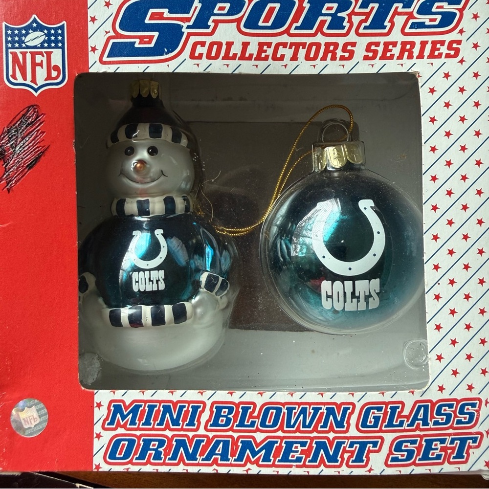 Indianapolis Colts Christmas Ornaments Blown Glass Snowman And Ball
